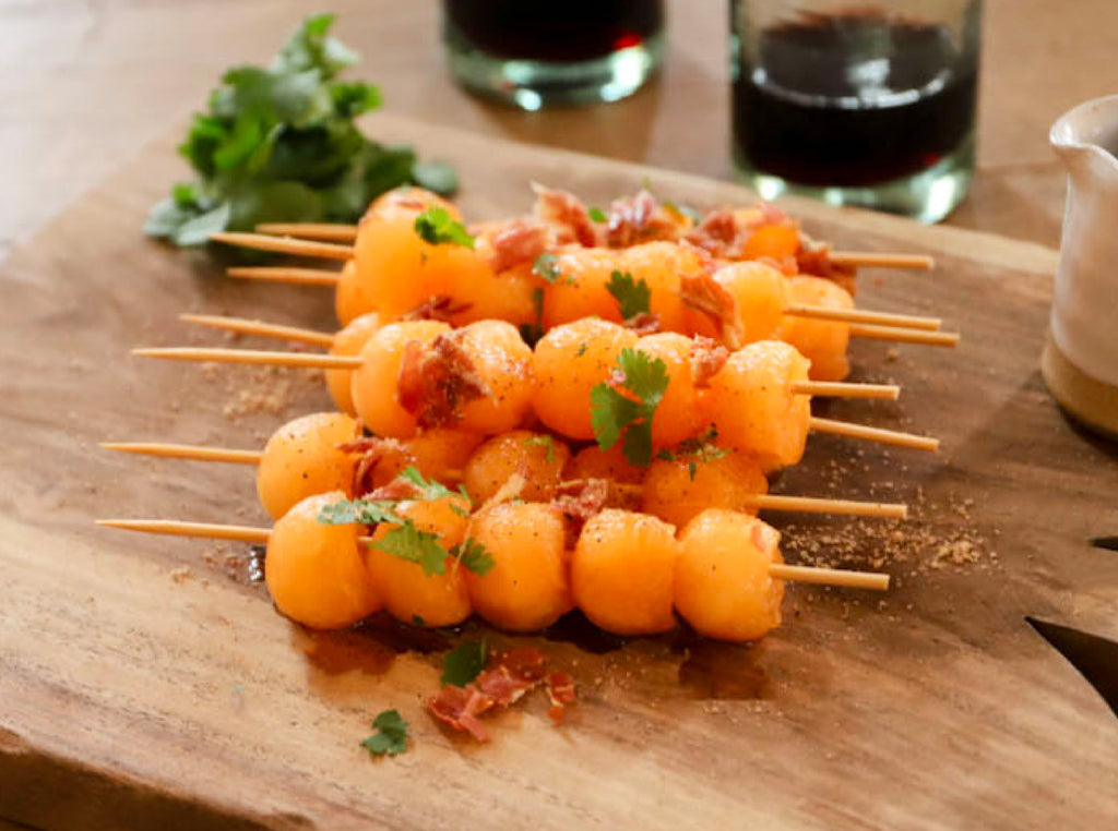 Spicy Melon Skewers with Prosciutto