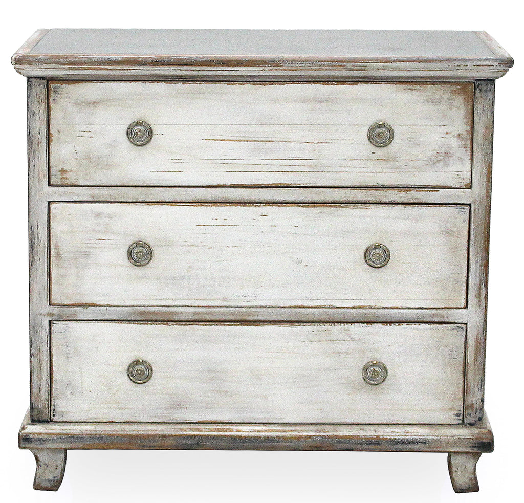 Distressed White Finish Chest with Zinc Top