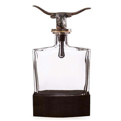 Longhorn Decanter with Clear Glass and Iron Base