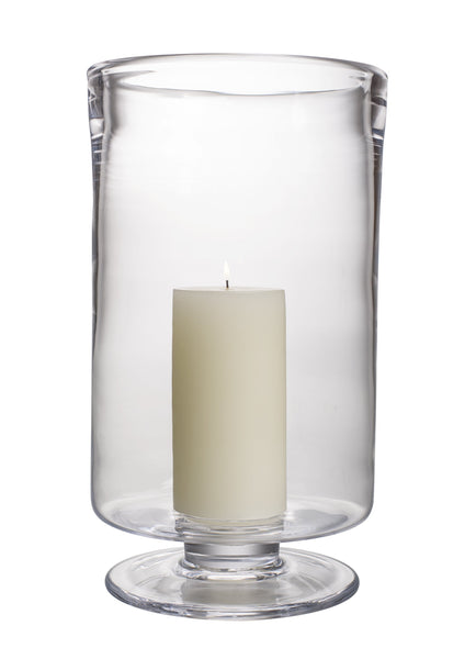 MOUTH-BLOWN FOOTED GLASS HURRICANE - Privet House Supply
