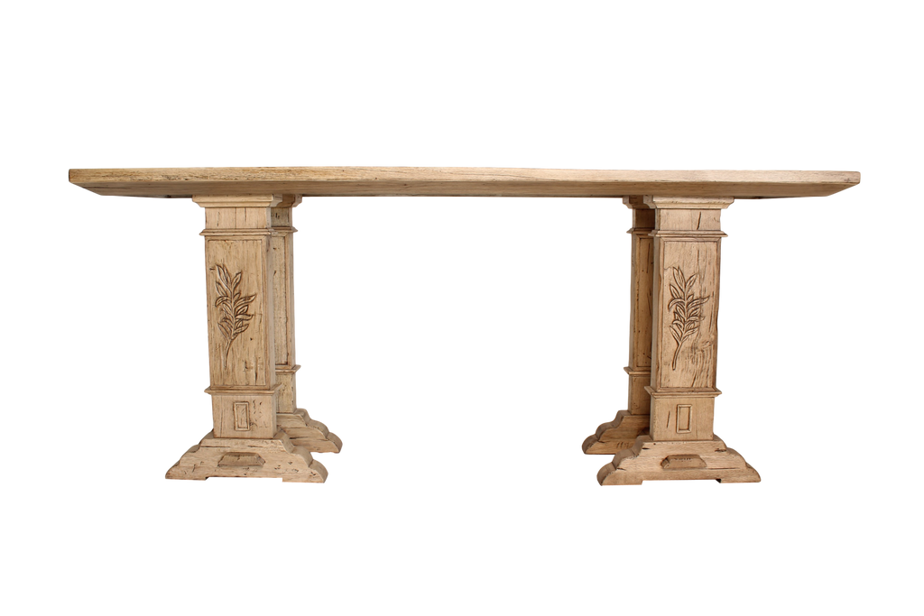 Sorrento Console in French Oak with Hand Carved Laurel Leaf Detail on Legs