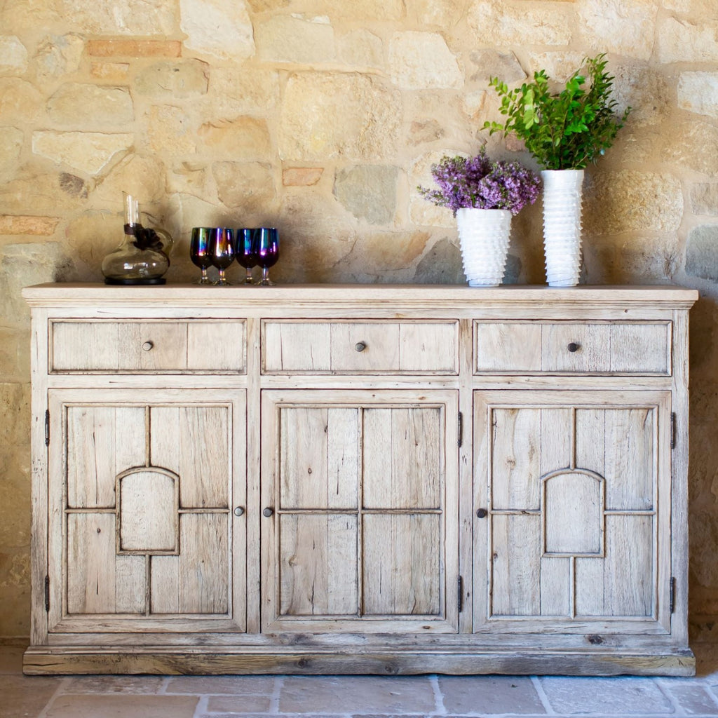 Coto Cabinet in French Oak Styled in Home with Accessories