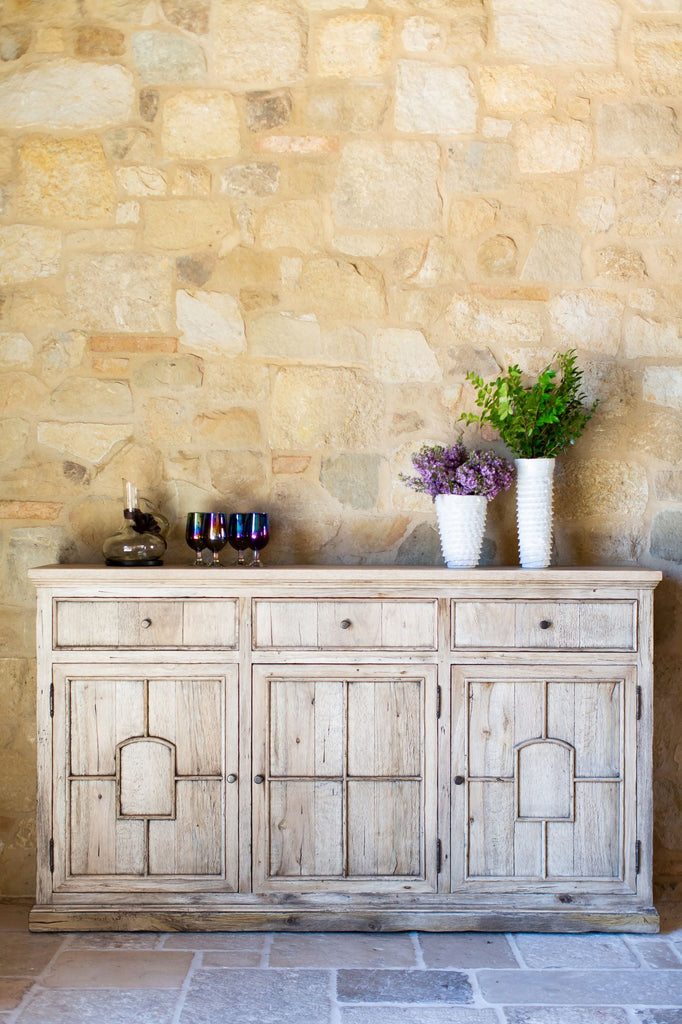 Coto Cabinet in French Oak Styled in Home with Accessories
