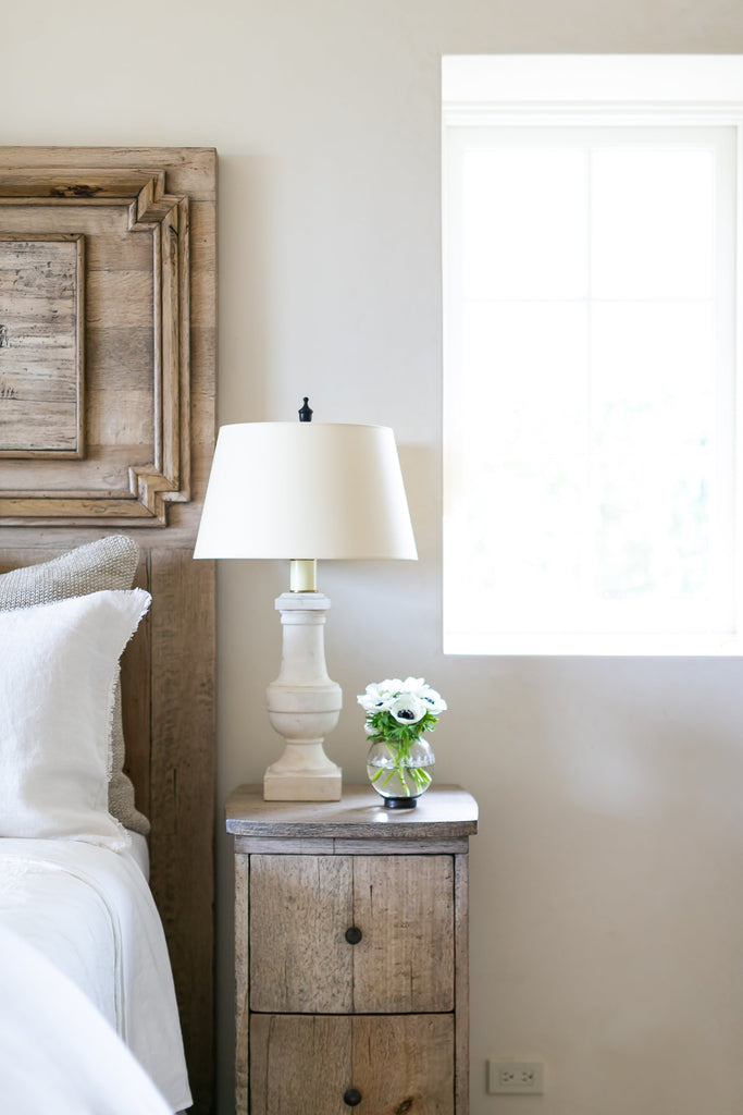 French Oak Sloane Nightstand Styled in Bedroom